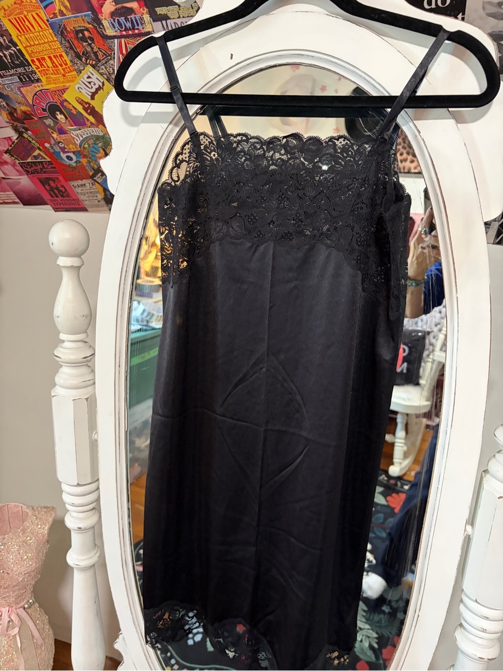 Black Lace Trim Slip Dress - Women's Intimates